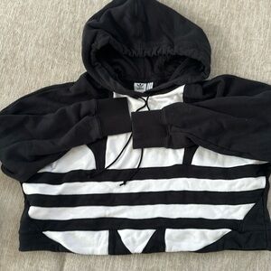 Adidas cropped black and white hoodie size small